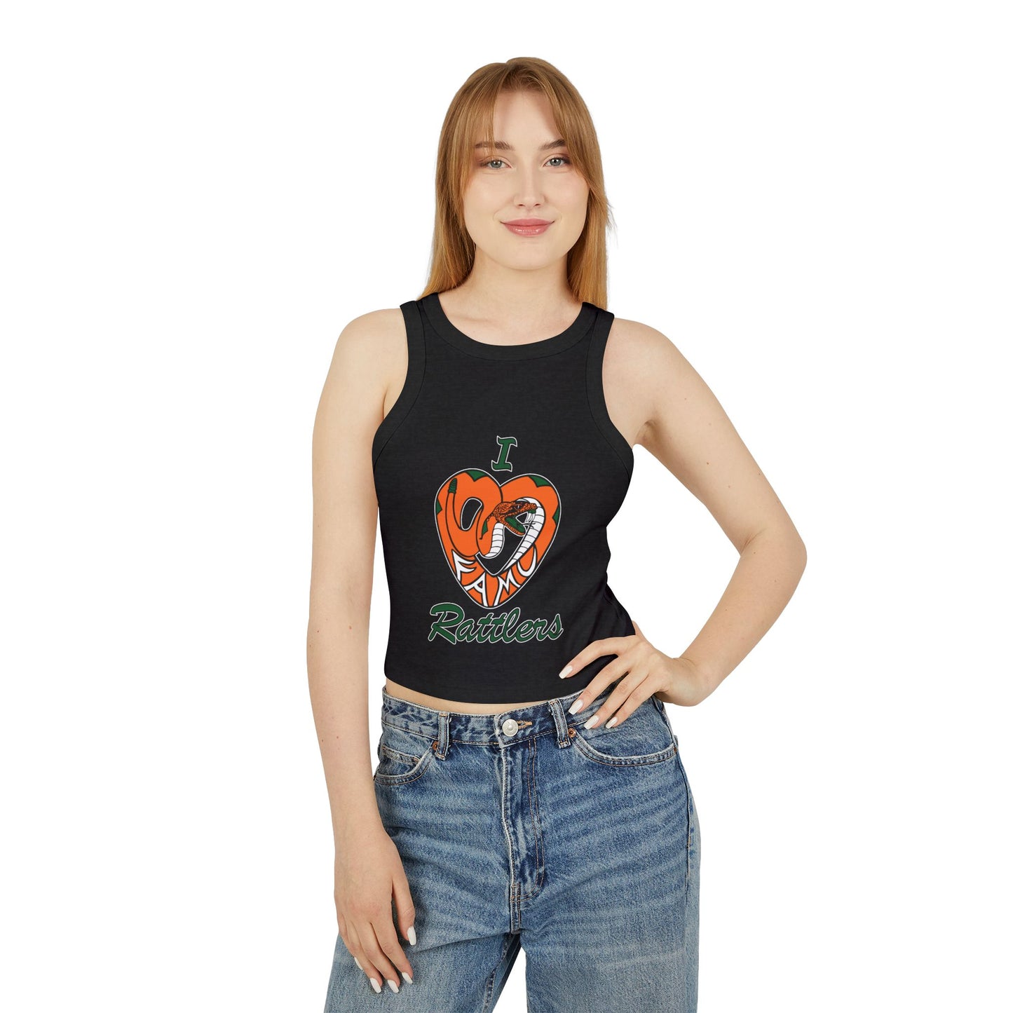 I LOVE FAMU RATTLERS Women's Micro Rib Racer Tank Top