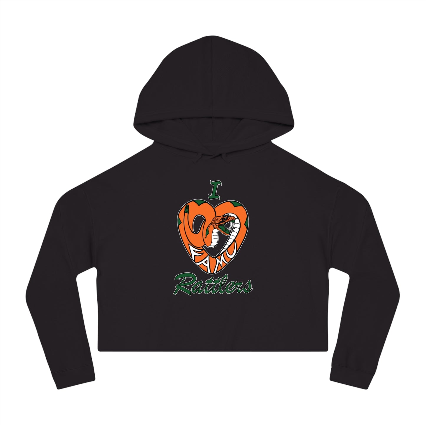 I LOVE FAMU RATTLERS Women’s Cropped Hooded Sweatshirt