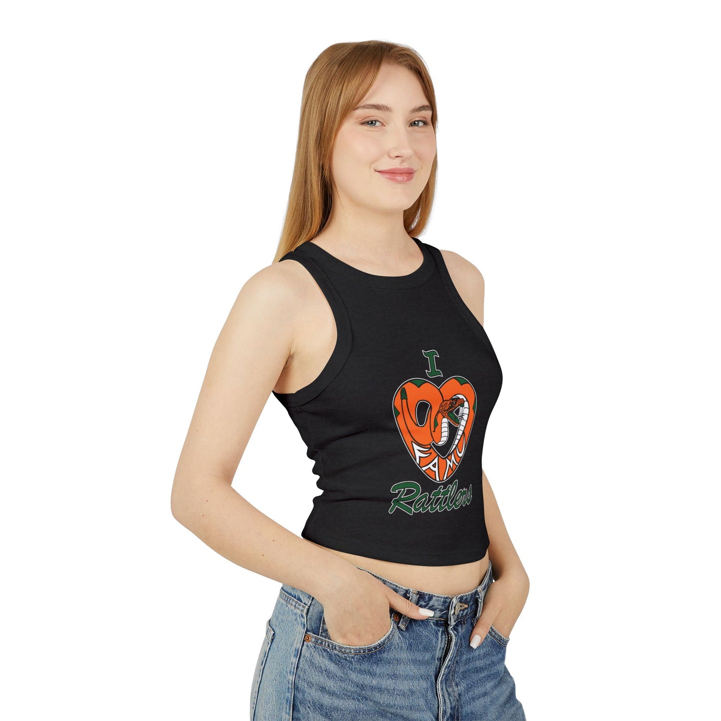 I LOVE FAMU RATTLERS Women's Micro Rib Racer Tank Top