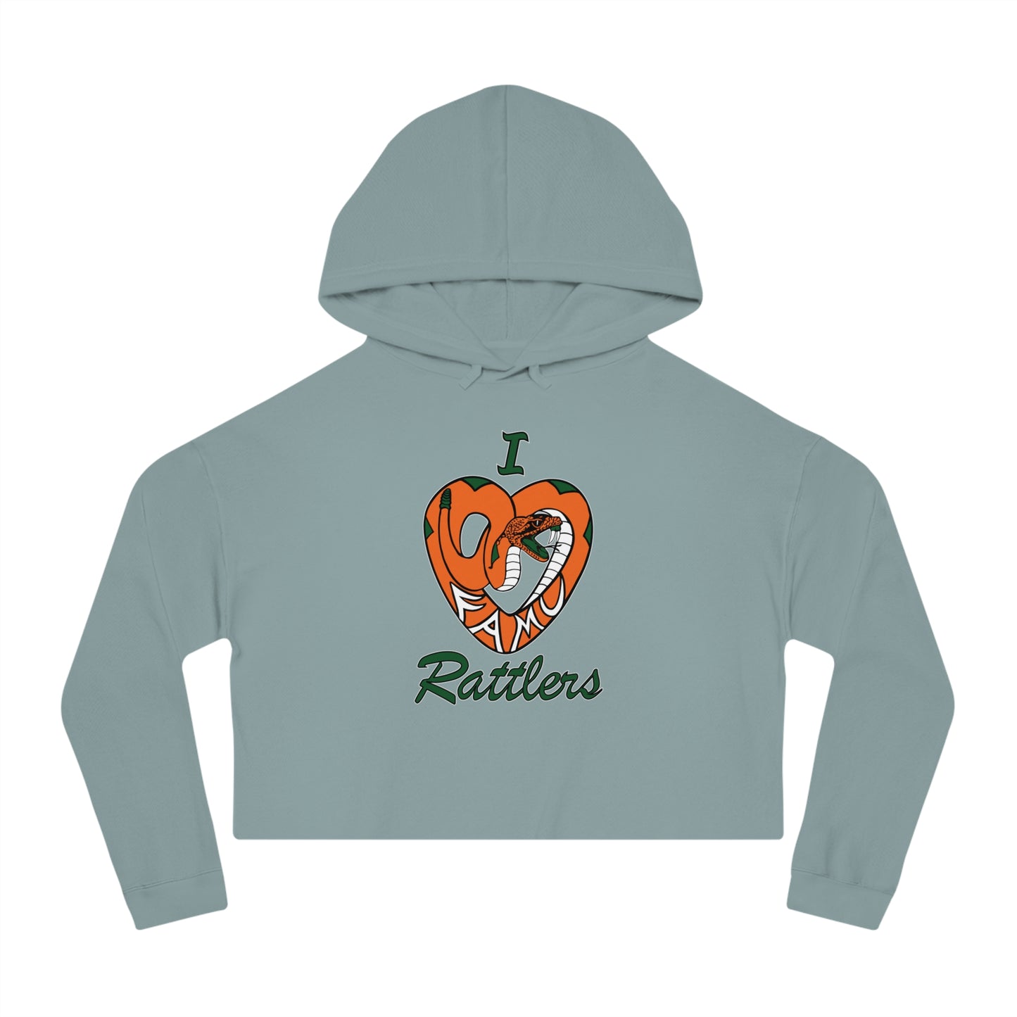 I LOVE FAMU RATTLERS Women’s Cropped Hooded Sweatshirt